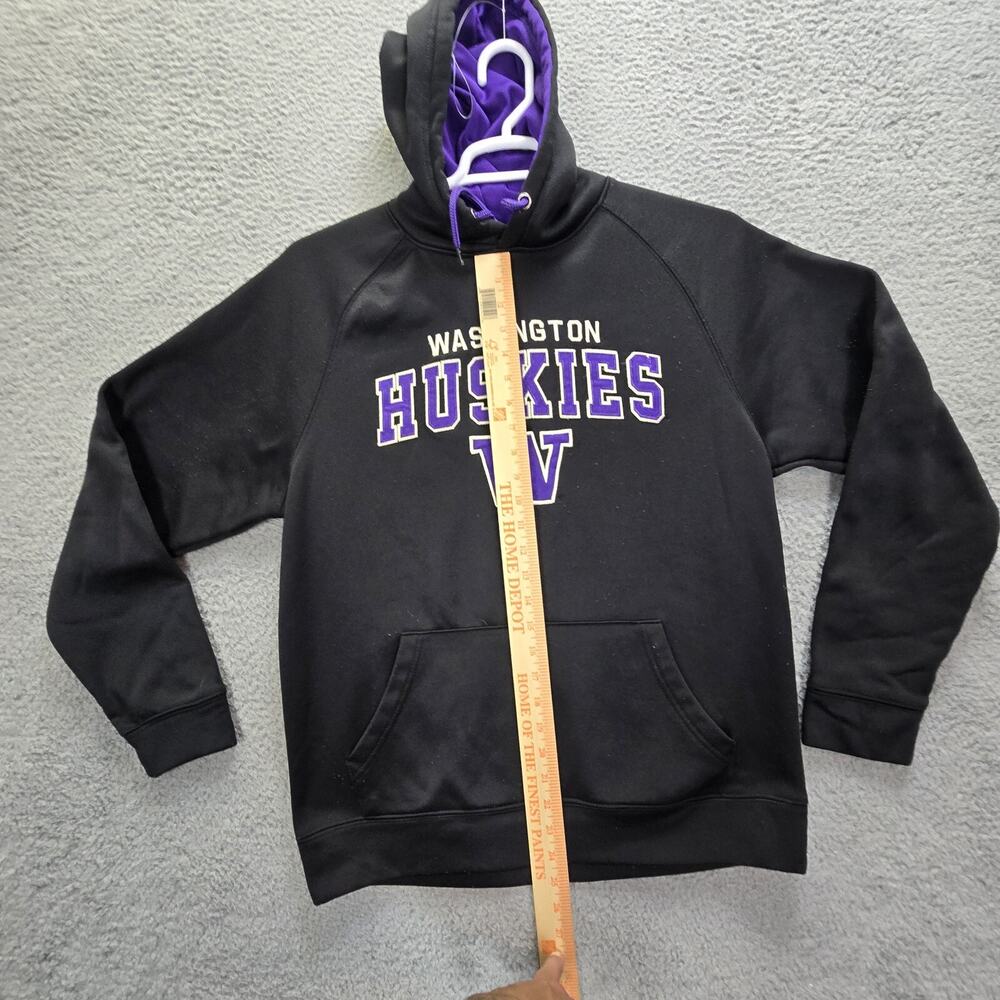 Washington Huskies Pullover Hoodie Mens Medium Black Colosseum Fleece Sweatshirt - Picture 5 of 14